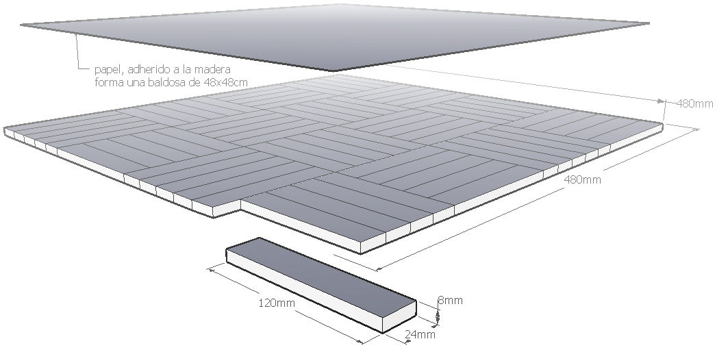 ilustraci�n de una baldosa de parquet mosaico o pegado, tambien llamado damero
